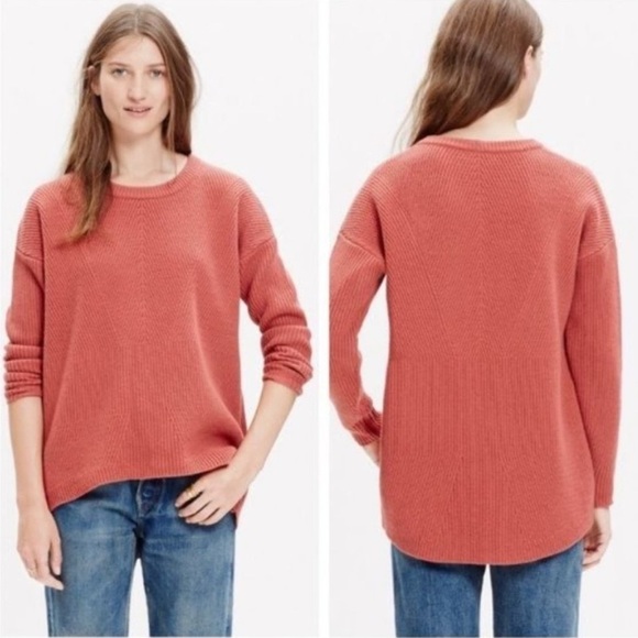 Madewell 100% Merino Wool Moderne Salmon Sweater Pullover Knit Thick Small Pink - Picture 2 of 10